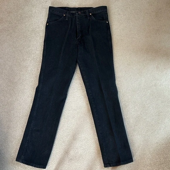 Wrangler Men's Dark Black Jeans - Picture 1 of 5